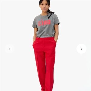 Clare V. Grey tee with coral ciao size large